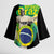 Personalized Brazil Christ the Redeemer Kimono Sleeve Blouse Brasil Map Unique Stylized - Wonder Print Shop