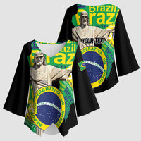 Personalized Brazil Christ the Redeemer Kimono Sleeve Blouse Brasil Map Unique Stylized - Wonder Print Shop