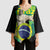 Personalized Brazil Christ the Redeemer Kimono Sleeve Blouse Brasil Map Unique Stylized - Wonder Print Shop