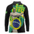 Personalized Brazil Christ the Redeemer Long Sleeve Polo Shirt Brasil Map Unique Stylized - Wonder Print Shop