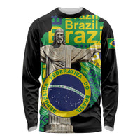 Personalized Brazil Christ the Redeemer Long Sleeve Shirt Brasil Map Unique Stylized - Wonder Print Shop