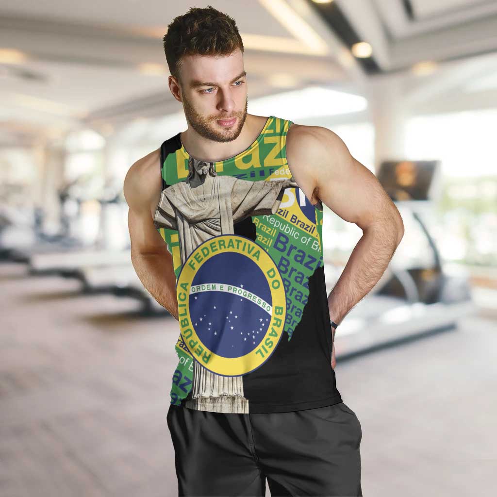 Personalized Brazil Christ the Redeemer Men Tank Top Brasil Map Unique Stylized - Wonder Print Shop