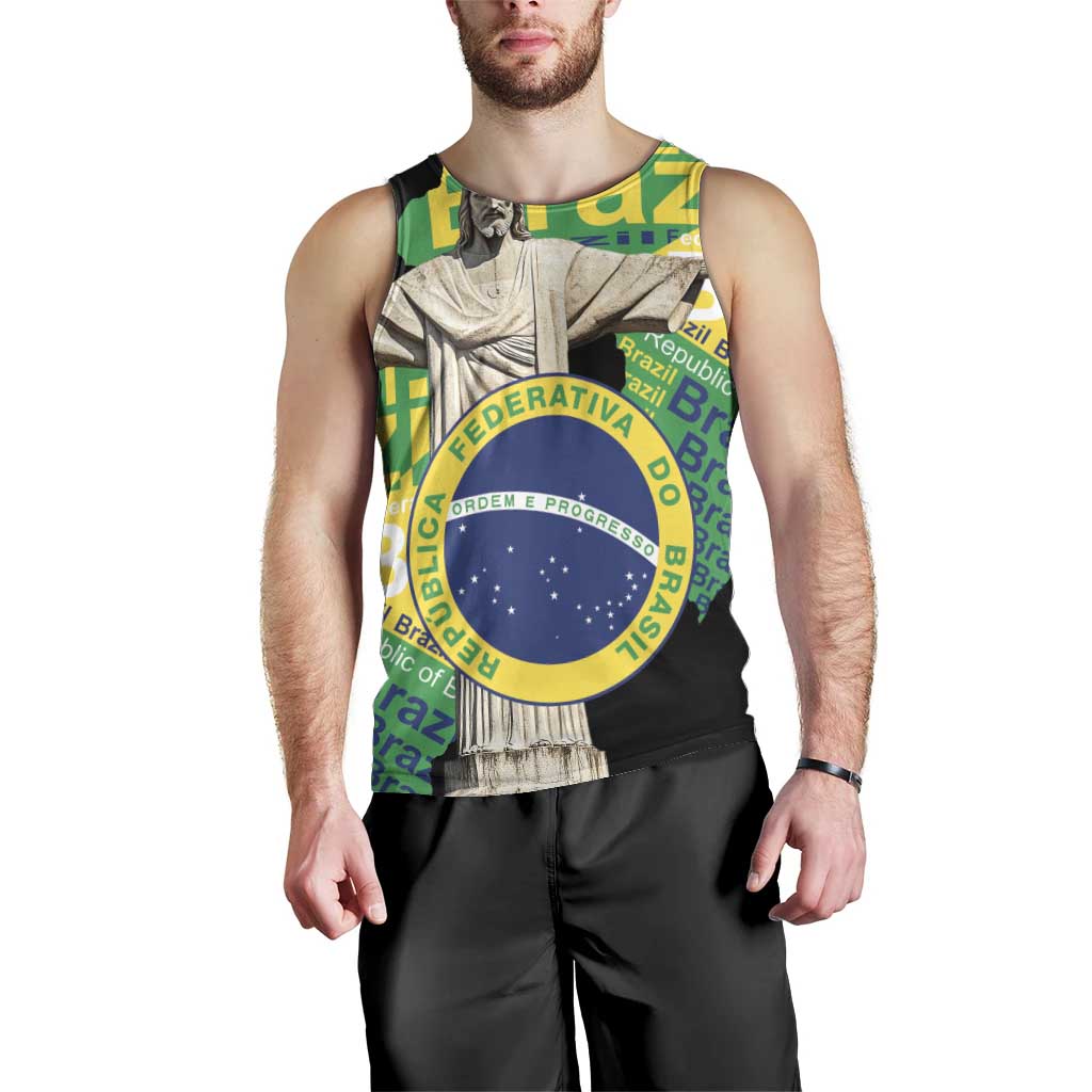 Personalized Brazil Christ the Redeemer Men Tank Top Brasil Map Unique Stylized - Wonder Print Shop