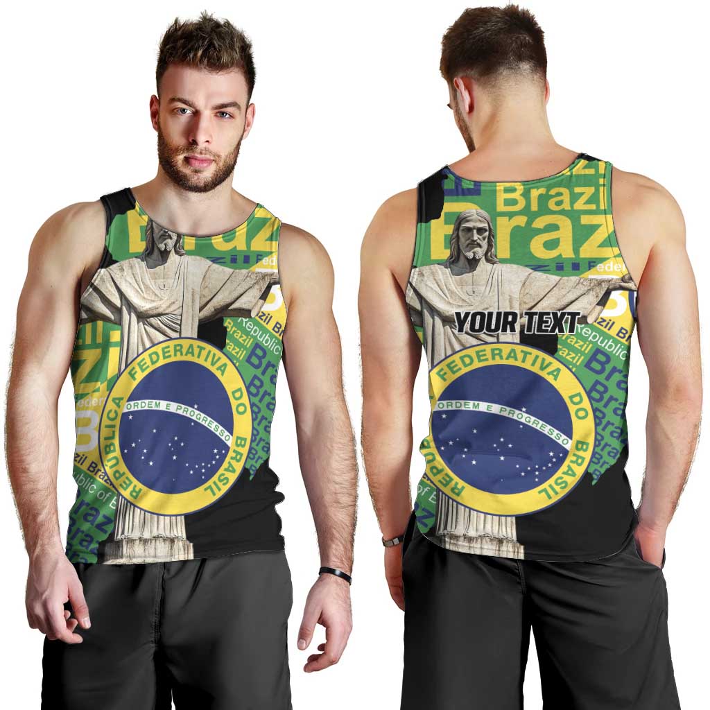 Personalized Brazil Christ the Redeemer Men Tank Top Brasil Map Unique Stylized - Wonder Print Shop