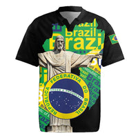 Personalized Brazil Christ the Redeemer Rugby Jersey Brasil Map Unique Stylized - Wonder Print Shop