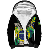 Personalized Brazil Christ the Redeemer Sherpa Hoodie Brasil Map Unique Stylized - Wonder Print Shop