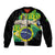 Personalized Brazil Christ the Redeemer Sleeve Zip Bomber Jacket Brasil Map Unique Stylized - Wonder Print Shop