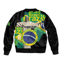 Personalized Brazil Christ the Redeemer Sleeve Zip Bomber Jacket Brasil Map Unique Stylized - Wonder Print Shop
