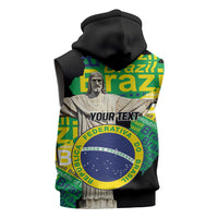 Personalized Brazil Christ the Redeemer Sleeveless Hoodie Brasil Map Unique Stylized - Wonder Print Shop