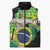 Personalized Brazil Christ the Redeemer Sleeveless Puffer Jacket Brasil Map Unique Stylized - Wonder Print Shop