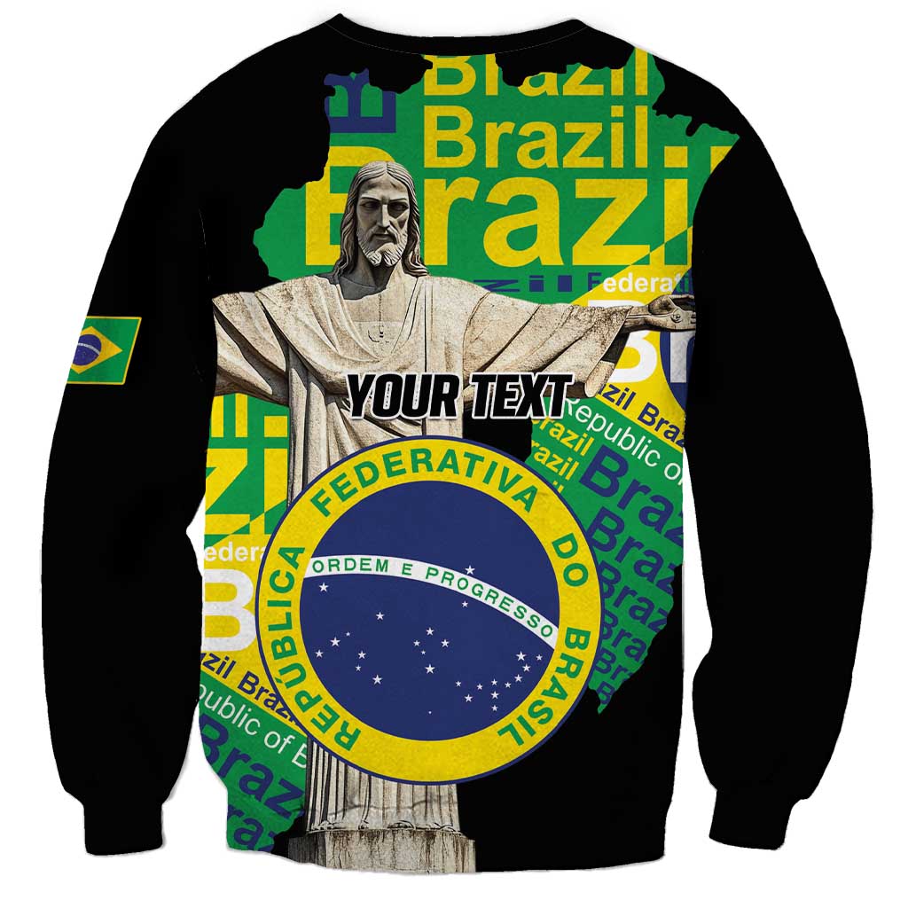 Personalized Brazil Christ the Redeemer Sweatshirt Brasil Map Unique Stylized - Wonder Print Shop
