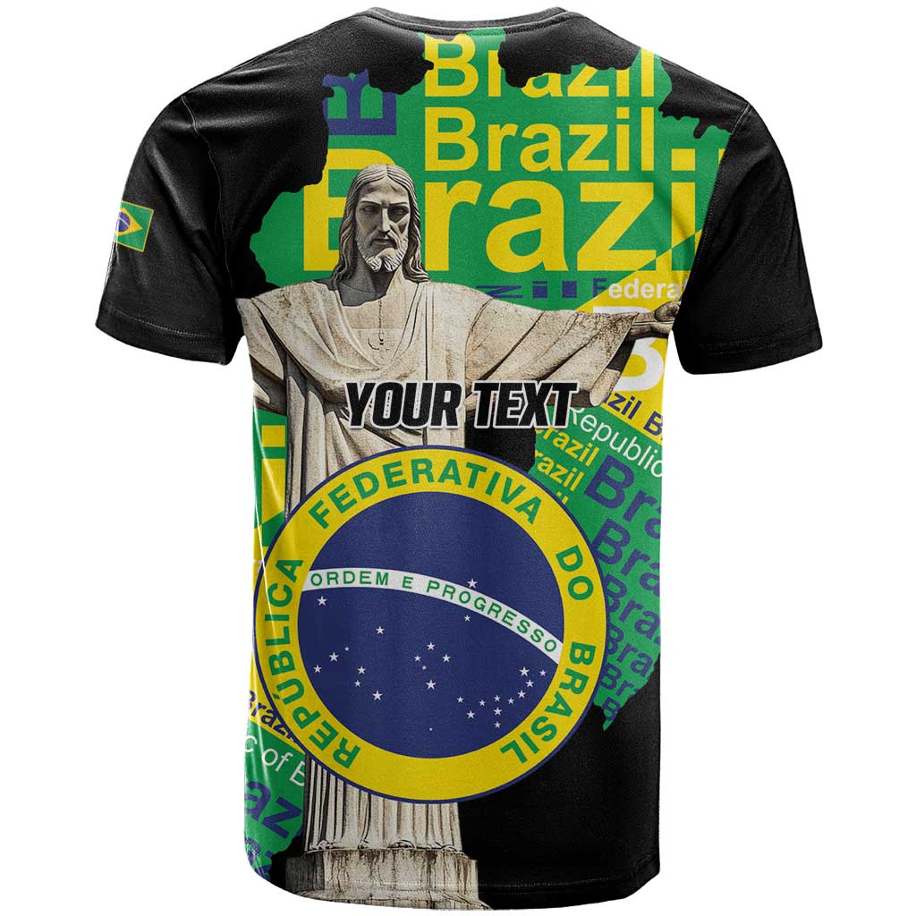 Personalized Brazil Christ the Redeemer T Shirt Brasil Map Unique Stylized - Wonder Print Shop
