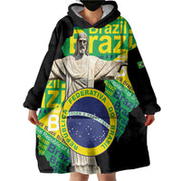 Personalized Brazil Christ the Redeemer Wearable Blanket Hoodie Brasil Map Unique Stylized - Wonder Print Shop