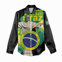 Personalized Brazil Christ the Redeemer Women Casual Shirt Brasil Map Unique Stylized - Wonder Print Shop