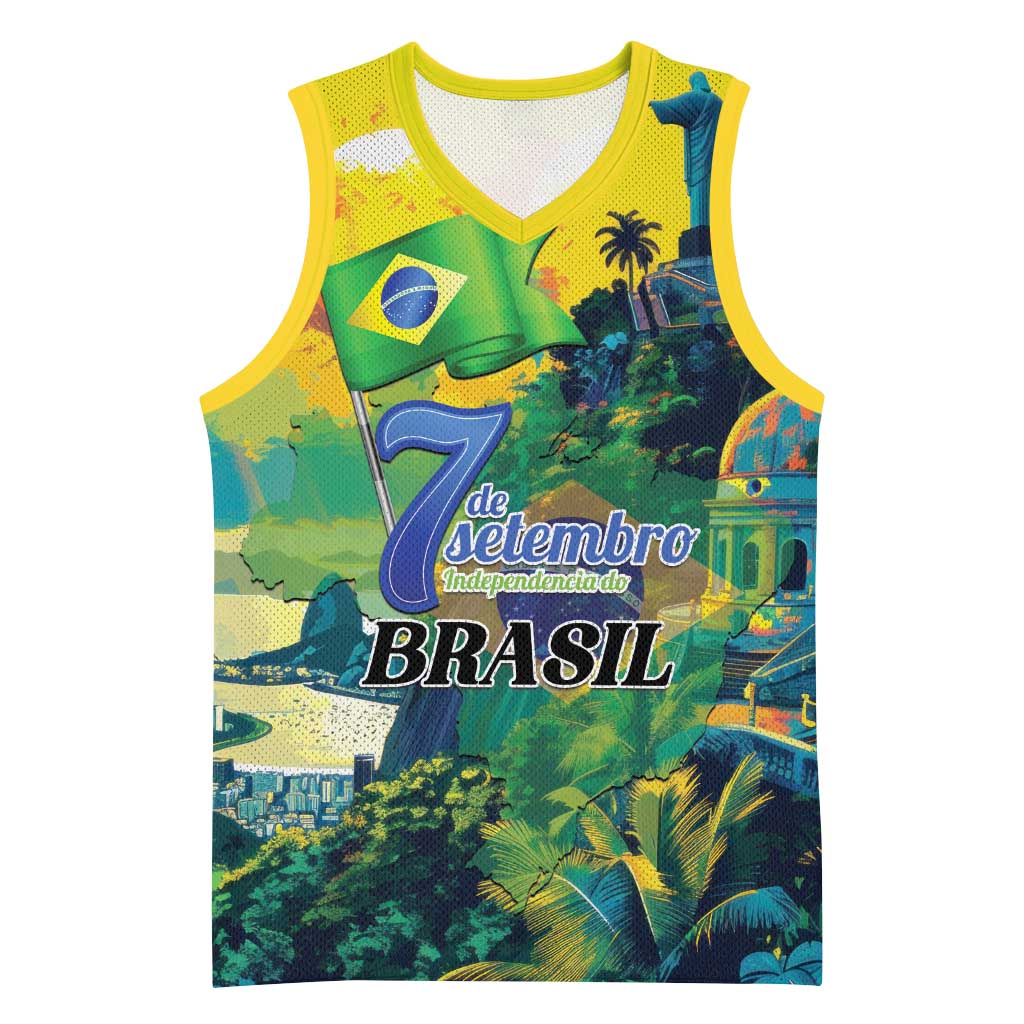 Personalized Brazil Sete de Setembro Basketball Jersey Brasil Rio de Janeiro Art Style - Wonder Print Shop