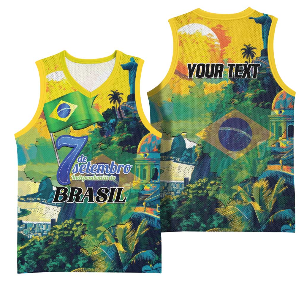 Personalized Brazil Sete de Setembro Basketball Jersey Brasil Rio de Janeiro Art Style - Wonder Print Shop