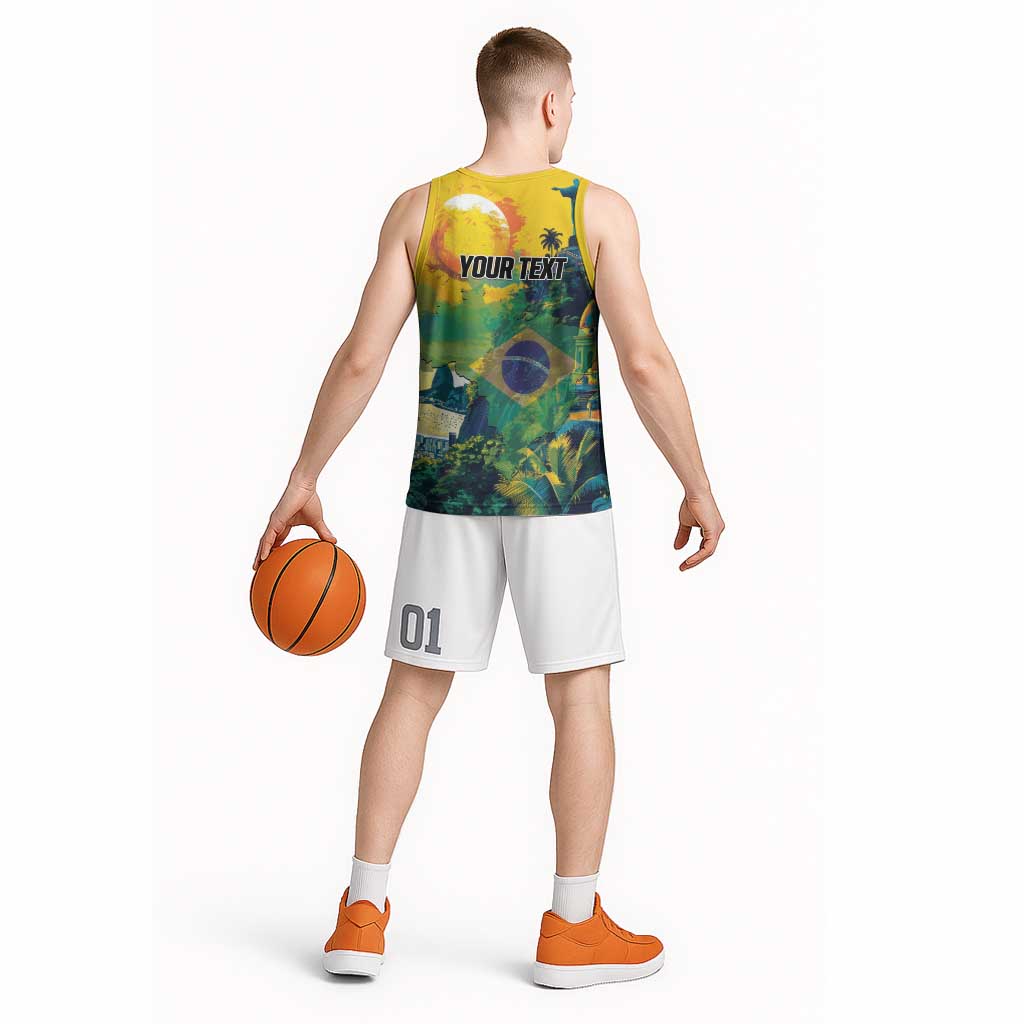 Personalized Brazil Sete de Setembro Basketball Jersey Brasil Rio de Janeiro Art Style - Wonder Print Shop
