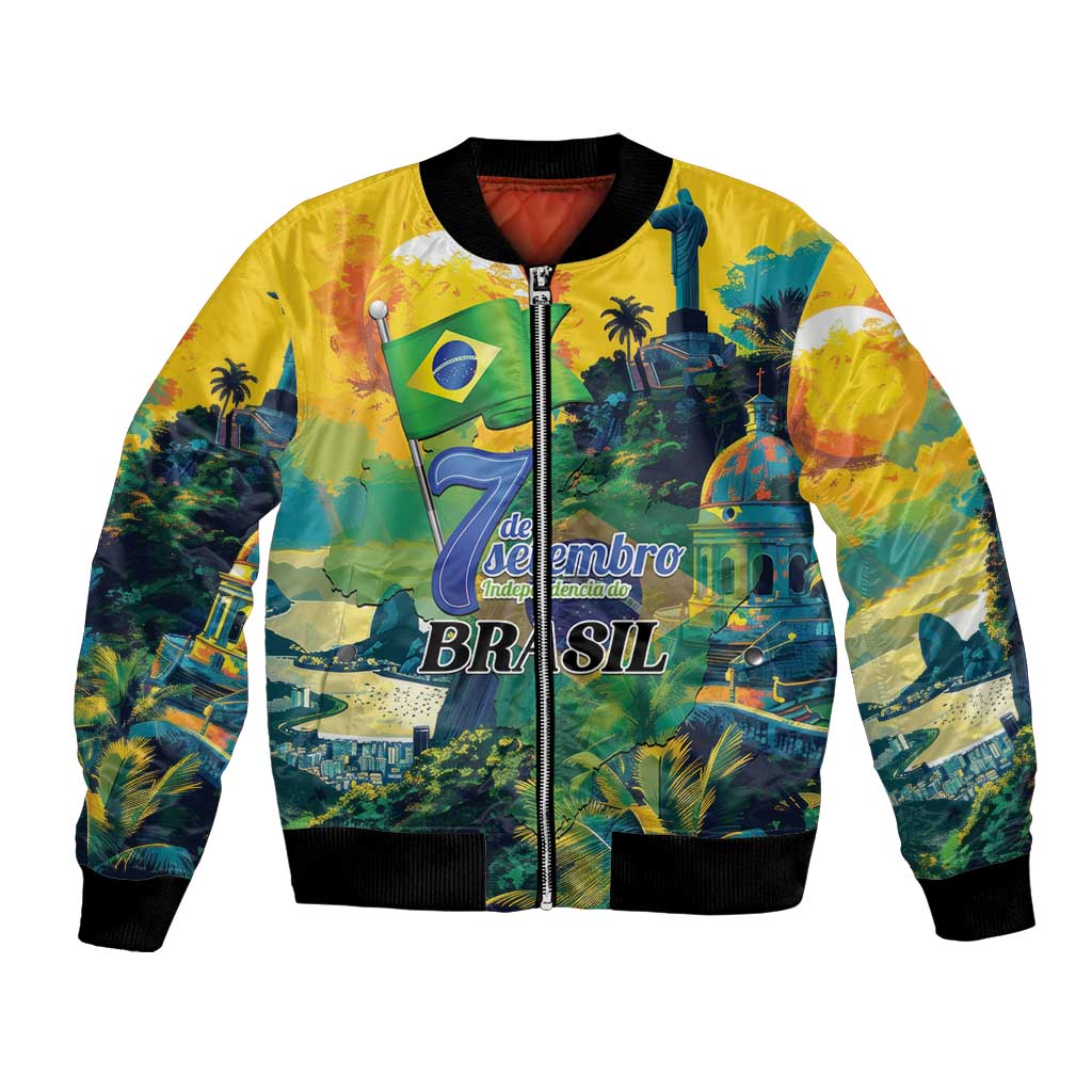 Personalized Brazil Sete de Setembro Bomber Jacket Brasil Rio de Janeiro Art Style - Wonder Print Shop