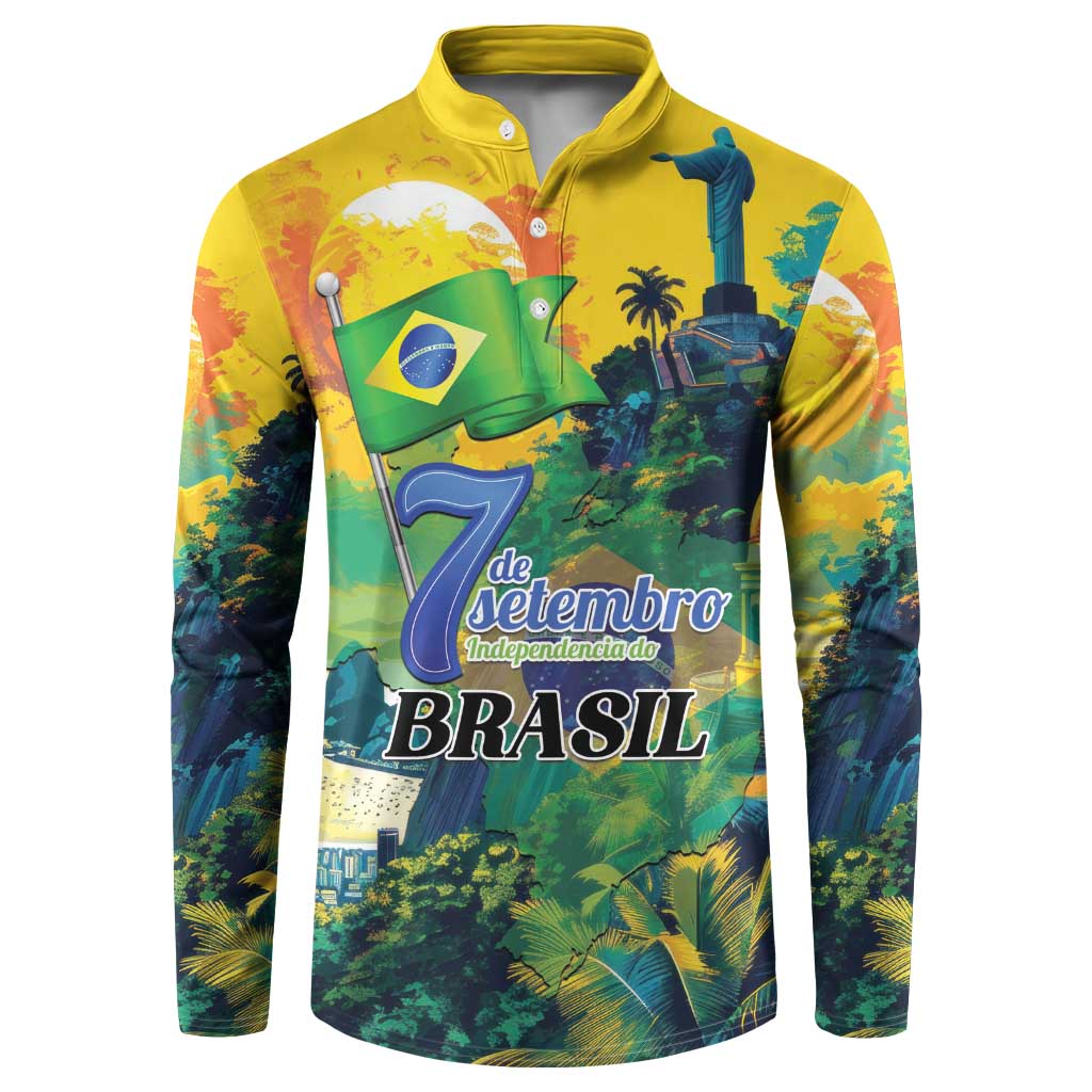 Personalized Brazil Sete de Setembro Button Sweatshirt Brasil Rio de Janeiro Art Style - Wonder Print Shop