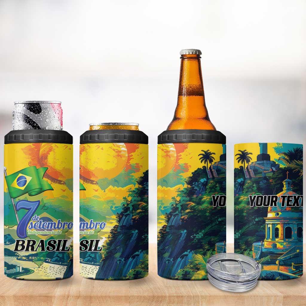 Personalized Brazil Sete de Setembro 4 in 1 Can Cooler Tumbler Brasil Rio de Janeiro Art Style - Wonder Print Shop