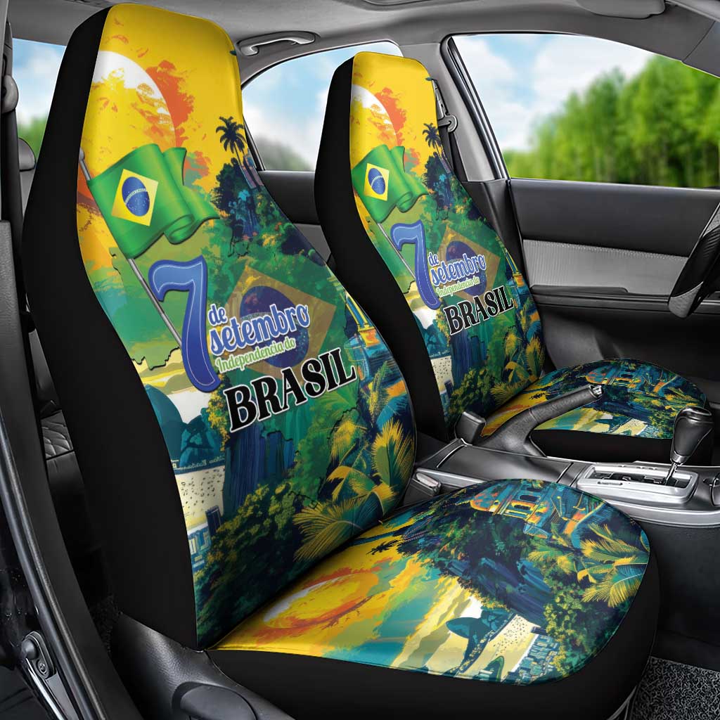 Brazil Sete de Setembro Car Seat Cover Brasil Rio de Janeiro Art Style - Wonder Print Shop