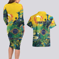 Personalized Brazil Sete de Setembro Couples Matching Long Sleeve Bodycon Dress and Hawaiian Shirt Brasil Rio de Janeiro Art Style - Wonder Print Shop