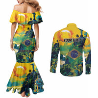 Personalized Brazil Sete de Setembro Couples Matching Mermaid Dress and Long Sleeve Button Shirt Brasil Rio de Janeiro Art Style - Wonder Print Shop