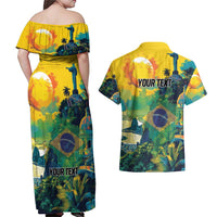 Personalized Brazil Sete de Setembro Couples Matching Off Shoulder Maxi Dress and Hawaiian Shirt Brasil Rio de Janeiro Art Style - Wonder Print Shop