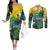 Personalized Brazil Sete de Setembro Couples Matching Off The Shoulder Long Sleeve Dress and Long Sleeve Button Shirt Brasil Rio de Janeiro Art Style - Wonder Print Shop