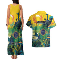 Personalized Brazil Sete de Setembro Couples Matching Tank Maxi Dress and Hawaiian Shirt Brasil Rio de Janeiro Art Style - Wonder Print Shop