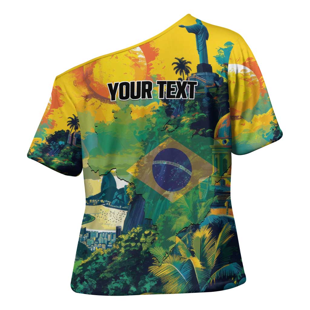 Personalized Brazil Sete de Setembro Cross Shoulder Shirt Brasil Rio de Janeiro Art Style - Wonder Print Shop