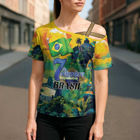 Personalized Brazil Sete de Setembro Cross Shoulder Shirt Brasil Rio de Janeiro Art Style - Wonder Print Shop