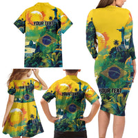 Personalized Brazil Sete de Setembro Family Matching Long Sleeve Bodycon Dress and Hawaiian Shirt Brasil Rio de Janeiro Art Style - Wonder Print Shop