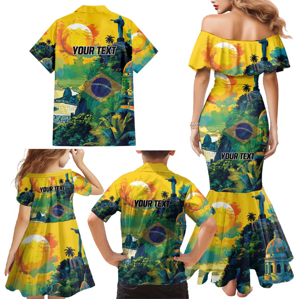 Personalized Brazil Sete de Setembro Family Matching Mermaid Dress and Hawaiian Shirt Brasil Rio de Janeiro Art Style - Wonder Print Shop