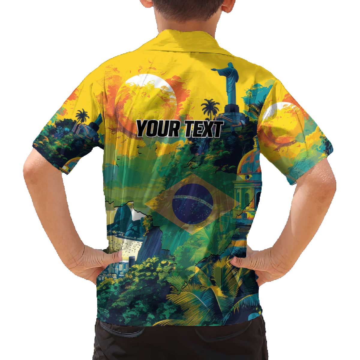 Personalized Brazil Sete de Setembro Family Matching Off The Shoulder Long Sleeve Dress and Hawaiian Shirt Brasil Rio de Janeiro Art Style - Wonder Print Shop