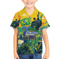 Personalized Brazil Sete de Setembro Family Matching Off The Shoulder Long Sleeve Dress and Hawaiian Shirt Brasil Rio de Janeiro Art Style - Wonder Print Shop