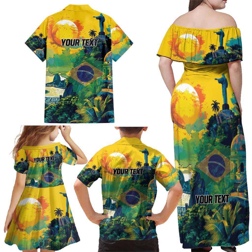 Personalized Brazil Sete de Setembro Family Matching Off Shoulder Maxi Dress and Hawaiian Shirt Brasil Rio de Janeiro Art Style - Wonder Print Shop