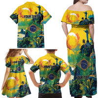 Personalized Brazil Sete de Setembro Family Matching Off Shoulder Maxi Dress and Hawaiian Shirt Brasil Rio de Janeiro Art Style - Wonder Print Shop