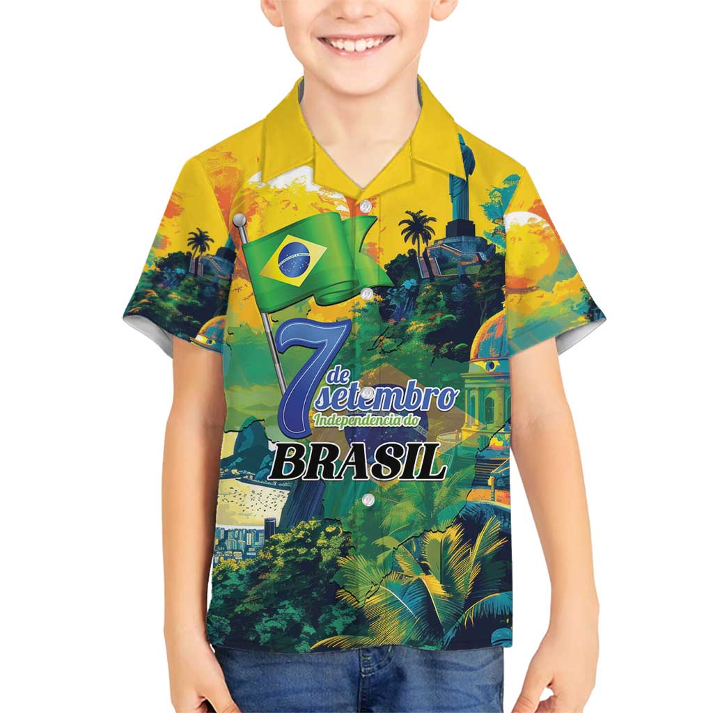 Personalized Brazil Sete de Setembro Family Matching Off Shoulder Maxi Dress and Hawaiian Shirt Brasil Rio de Janeiro Art Style - Wonder Print Shop