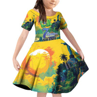 Personalized Brazil Sete de Setembro Family Matching Off Shoulder Short Dress and Hawaiian Shirt Brasil Rio de Janeiro Art Style - Wonder Print Shop