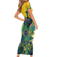 Personalized Brazil Sete de Setembro Family Matching Short Sleeve Bodycon Dress and Hawaiian Shirt Brasil Rio de Janeiro Art Style - Wonder Print Shop