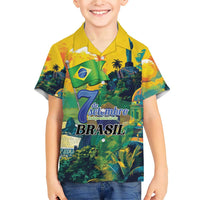 Personalized Brazil Sete de Setembro Family Matching Short Sleeve Bodycon Dress and Hawaiian Shirt Brasil Rio de Janeiro Art Style - Wonder Print Shop