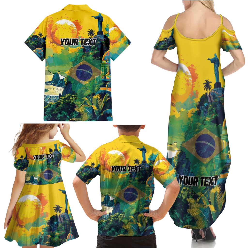 Personalized Brazil Sete de Setembro Family Matching Summer Maxi Dress and Hawaiian Shirt Brasil Rio de Janeiro Art Style - Wonder Print Shop