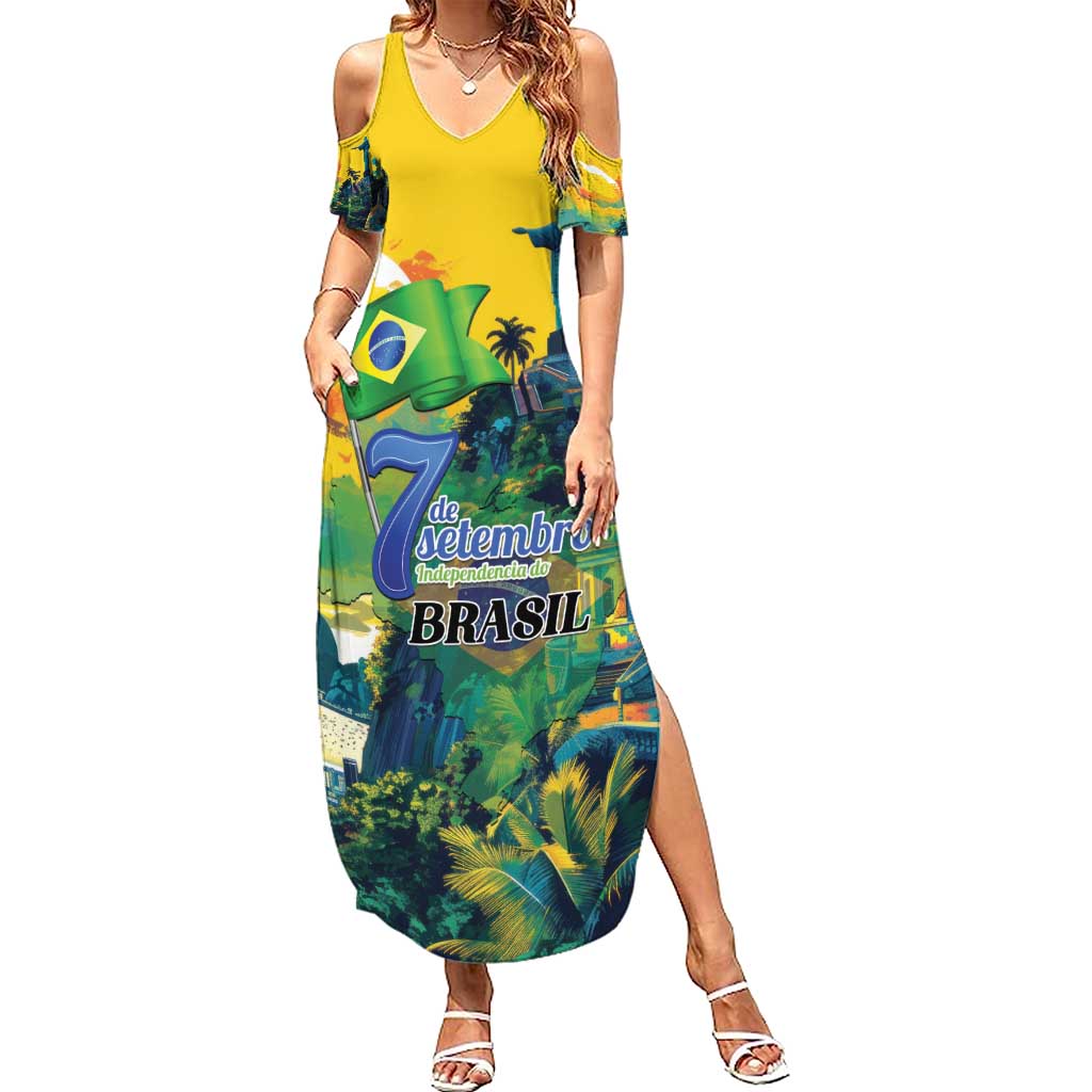 Personalized Brazil Sete de Setembro Family Matching Summer Maxi Dress and Hawaiian Shirt Brasil Rio de Janeiro Art Style - Wonder Print Shop