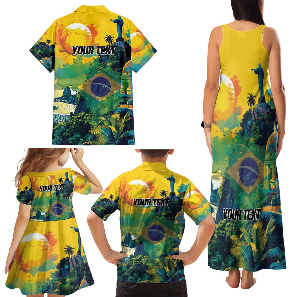 Personalized Brazil Sete de Setembro Family Matching Tank Maxi Dress and Hawaiian Shirt Brasil Rio de Janeiro Art Style - Wonder Print Shop