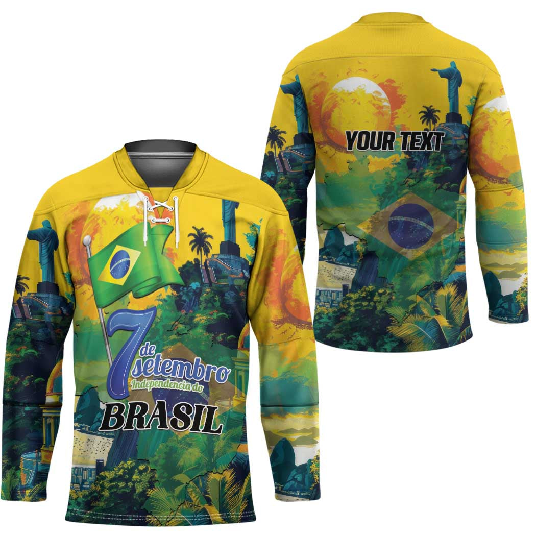 Personalized Brazil Sete de Setembro Hockey Jersey Brasil Rio de Janeiro Art Style - Wonder Print Shop