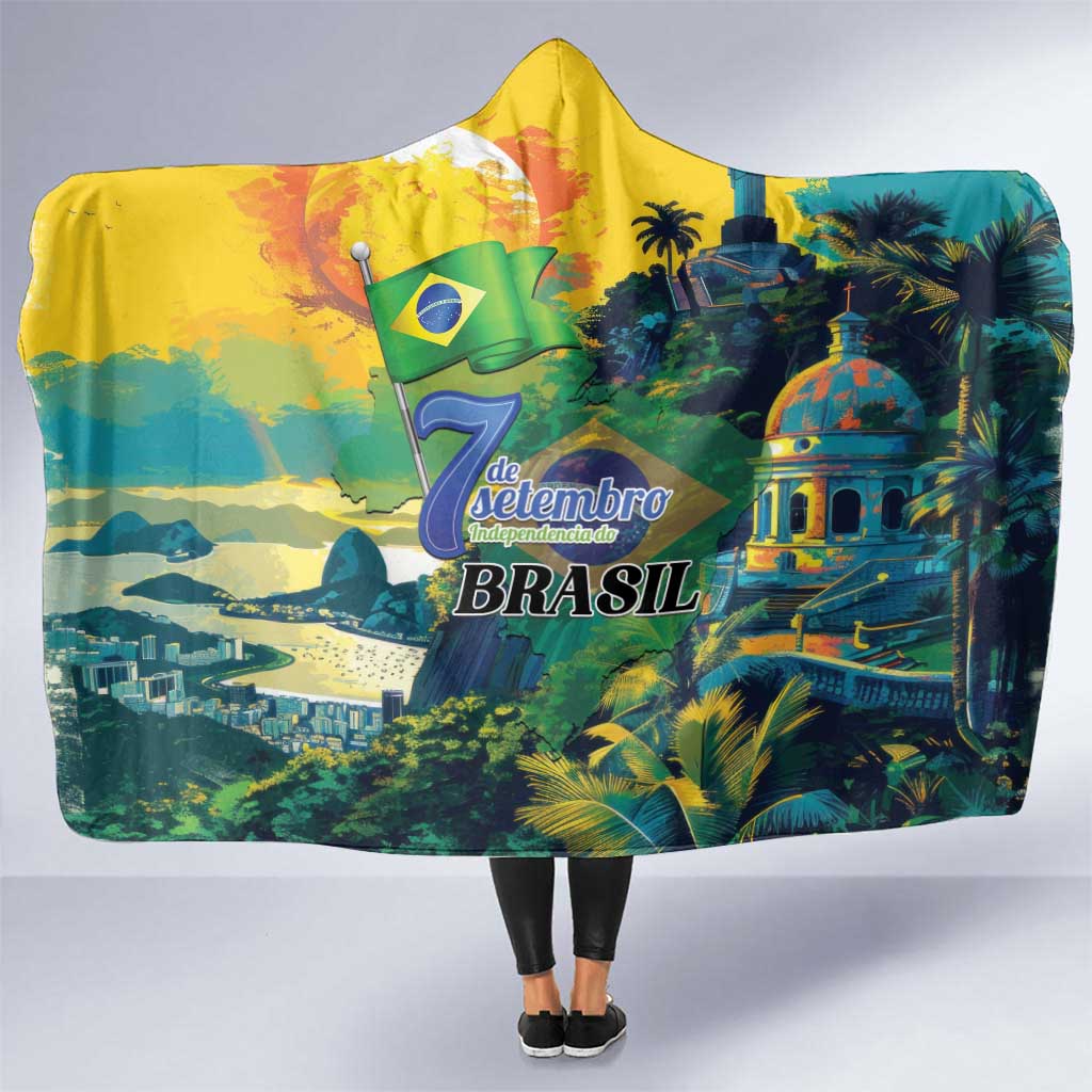 Brazil Sete de Setembro Hooded Blanket Brasil Rio de Janeiro Art Style - Wonder Print Shop