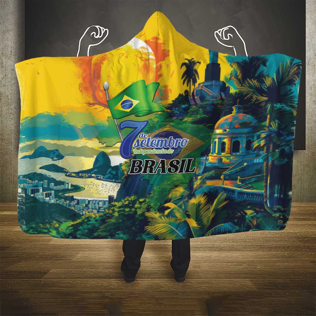 Brazil Sete de Setembro Hooded Blanket Brasil Rio de Janeiro Art Style - Wonder Print Shop