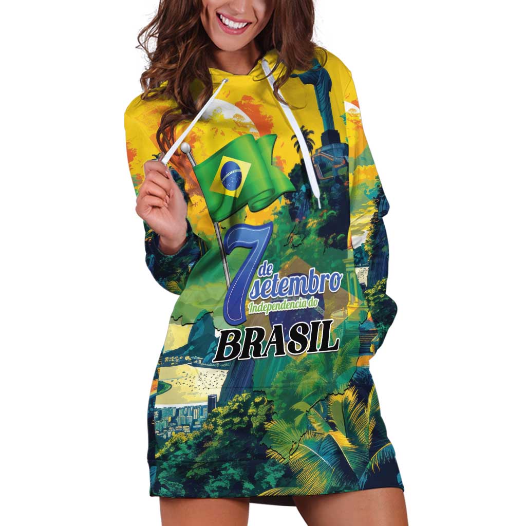 Personalized Brazil Sete de Setembro Hoodie Dress Brasil Rio de Janeiro Art Style - Wonder Print Shop