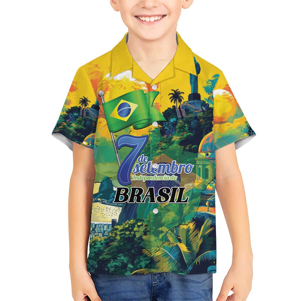 Personalized Brazil Sete de Setembro Kid Hawaiian Shirt Brasil Rio de Janeiro Art Style - Wonder Print Shop